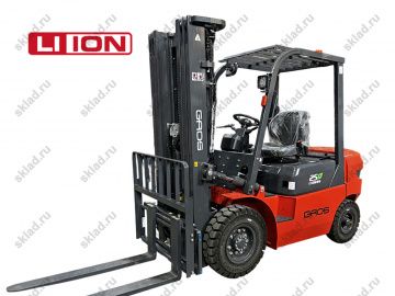 Электропогрузчик вилочный 2.5 тонны GROS LG25EFL с высоким клиренсом (батарея Li-ion, завод LONKING)